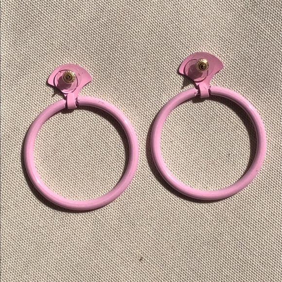 60s VTG Pink Starburst Hoop Earrings - Picture 3 of 3